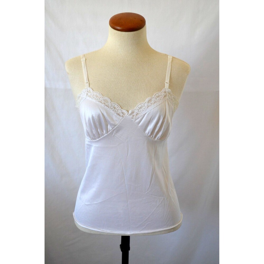 Vintage Deena Nylon Lace Camisole Lingerie Cami Size 32 Made USA